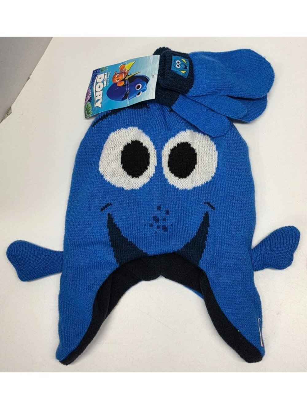 Disney Pixar Finding Dory Knit Hat & Gloves Set Kids Blue One Piece Tagged